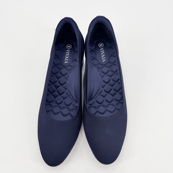 Vivaia Blue Almond Toe Block Heel Pumps Size 39.5