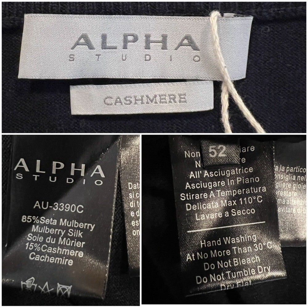 ALPHA STUDIO Men’s Size IT 52 / US Large Black Silk Cashmere Crew Neck Sweater