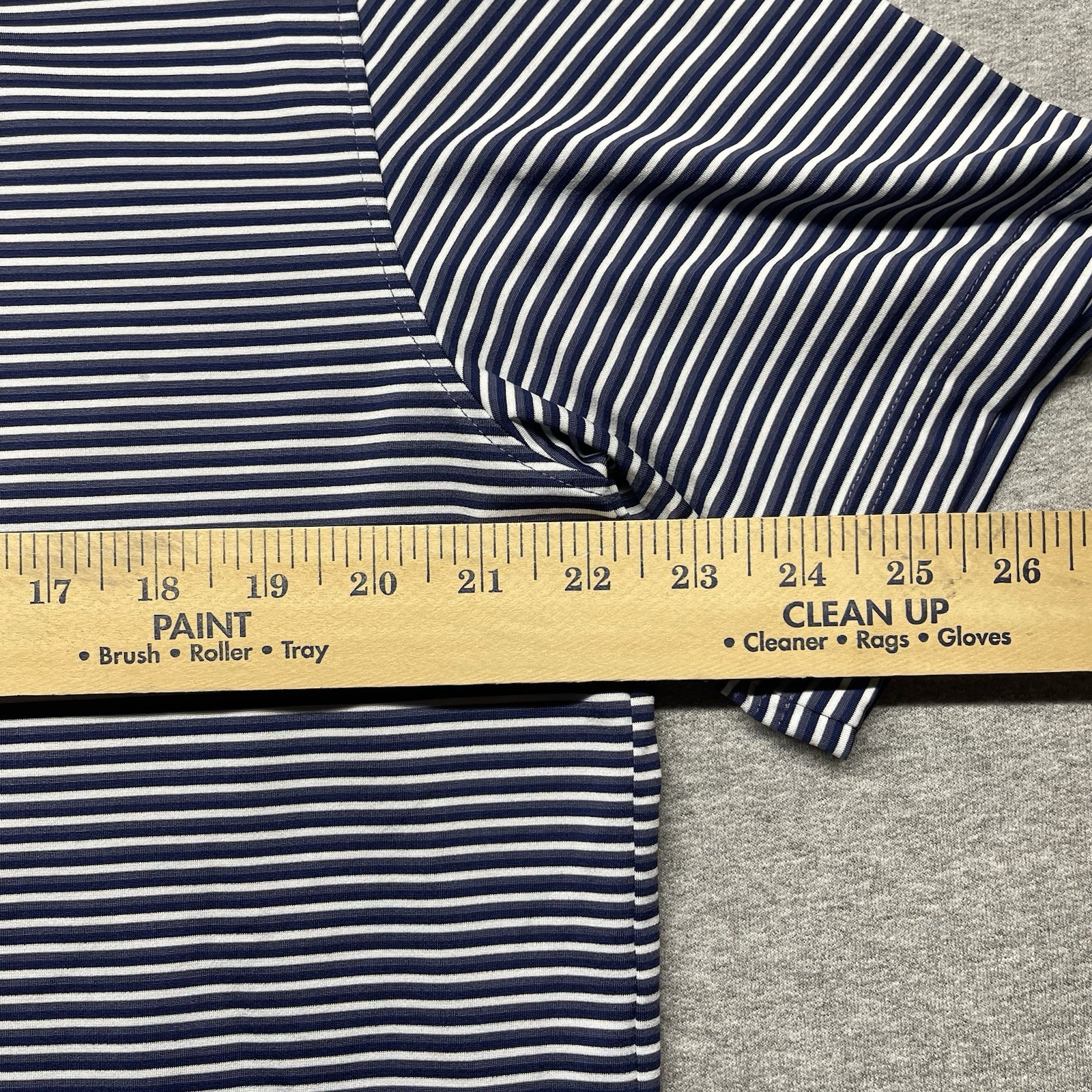 Stitch Willowbrook Golf Mens Medium White Blue Striped Performance Polo Shirt