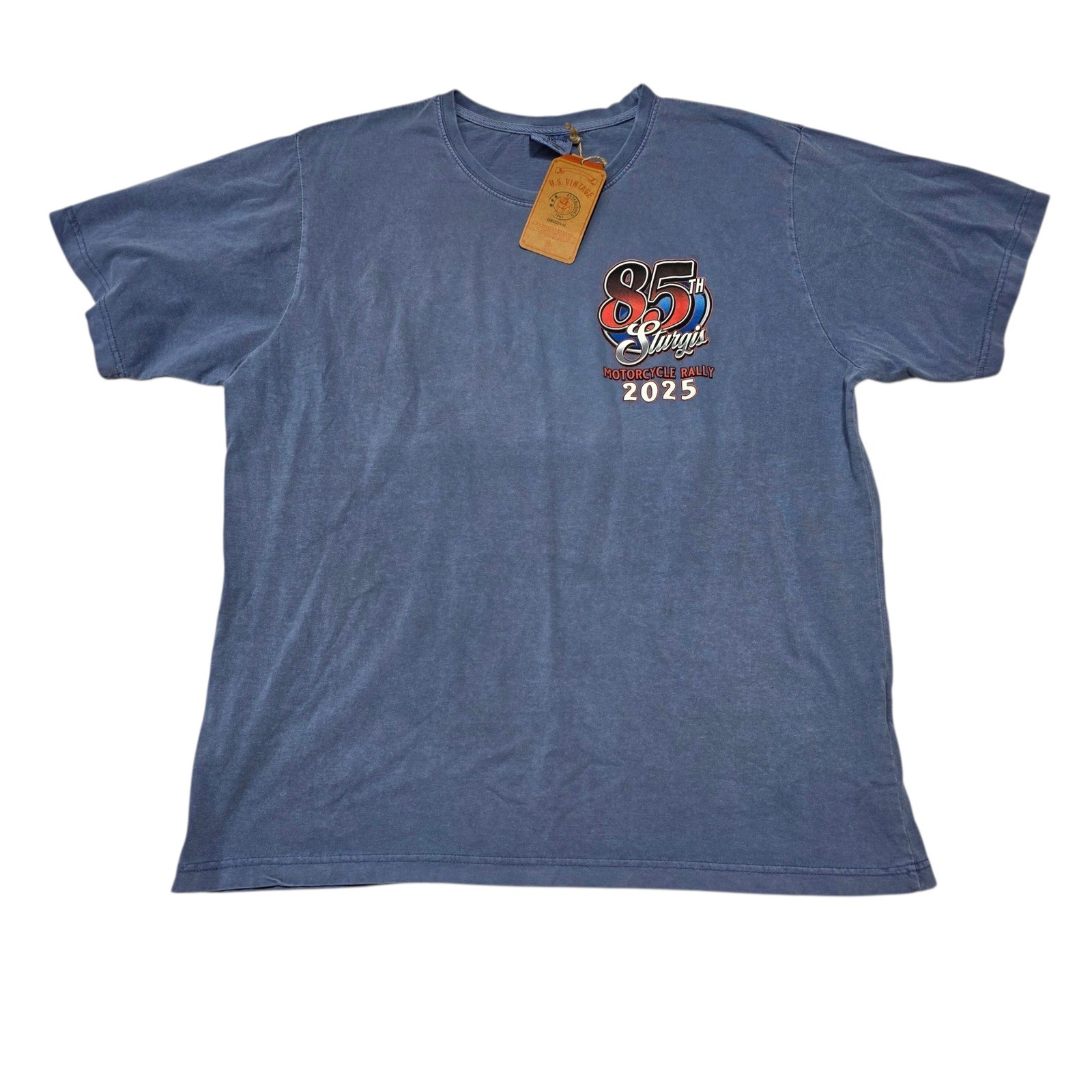 NEW US Vintage 85th Sturgis Motorcycle Rally 2025 T Shirt Blue XXL Cotton NWT