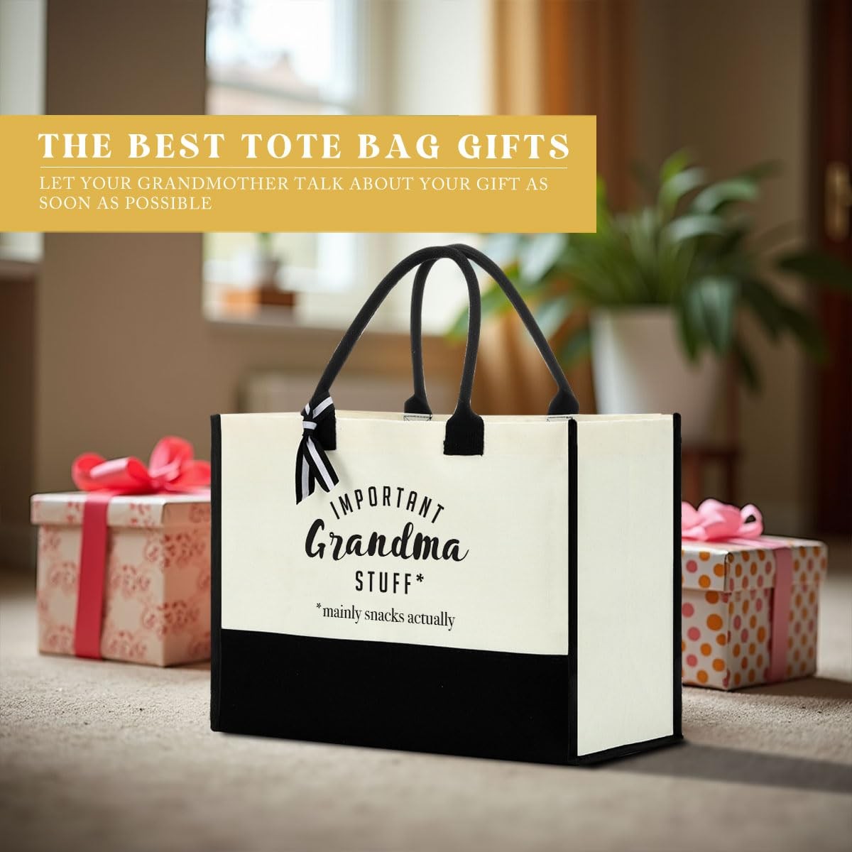 FORBIDDEN PAPER Grandma Tote Bag – Beach Bag, 17 x 7.9 x 12.6 inches, White1