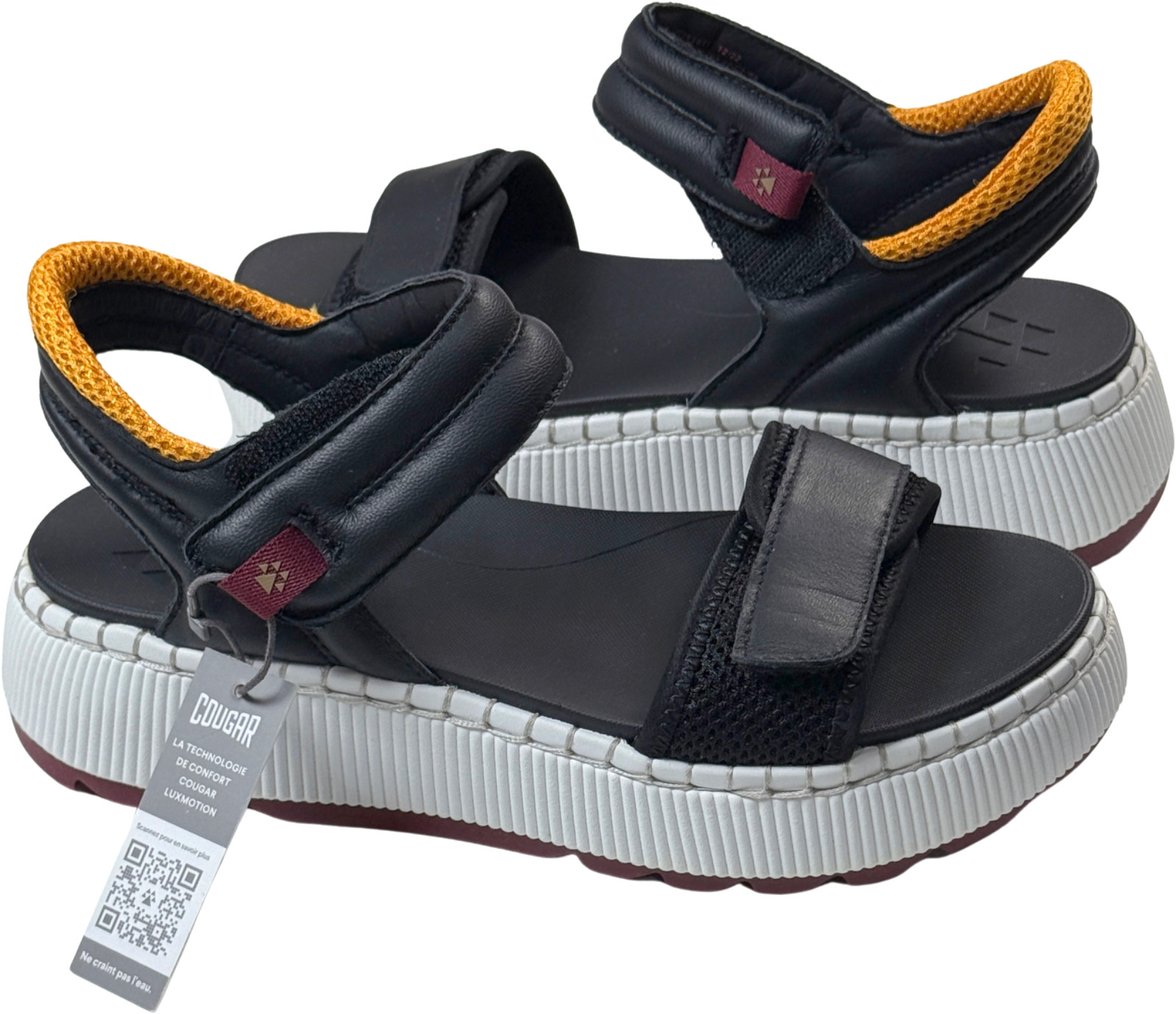 Cougar Spritz Sandals – NWT Womens Size 7.5 Black / White / Red – #47780-ZZ1