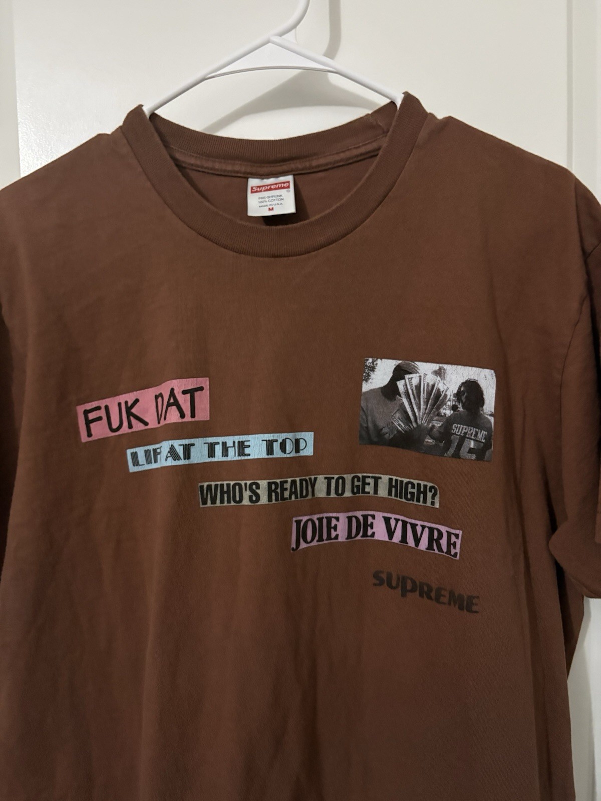 Brown Supreme Joie de Vivre Tee Size Medium Hypebeast Streetwear Rare