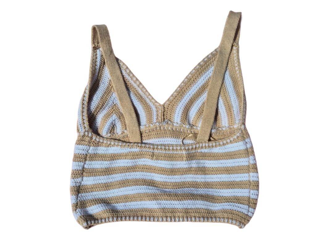 Willow and Wind Crochet Crop Top Neutral Junior Large Cottagecore Boho Festival