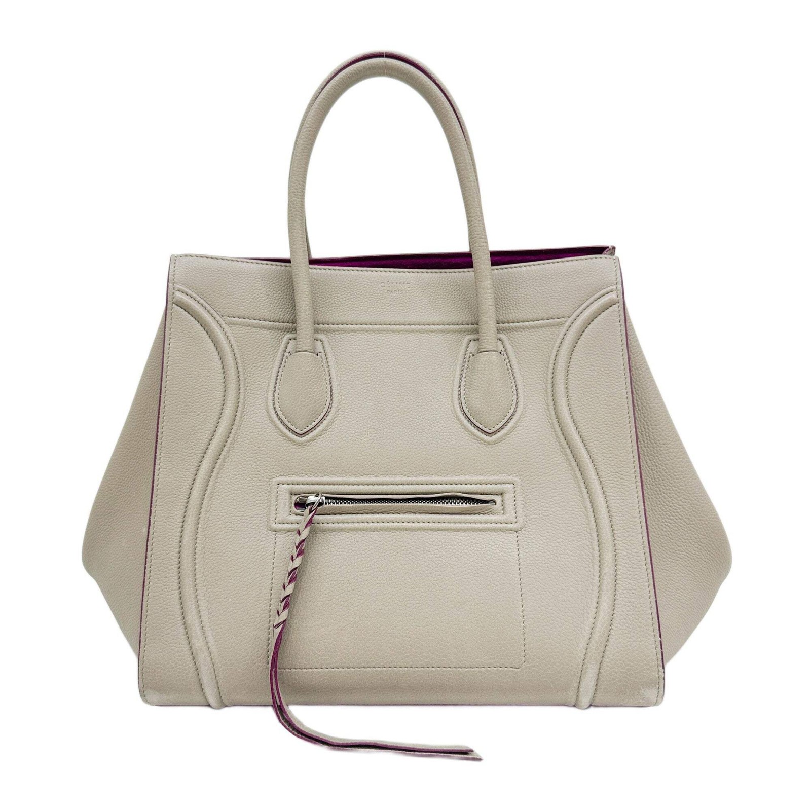 CELINE Luggage Phantom Beige Leather Tote Handle Bag
