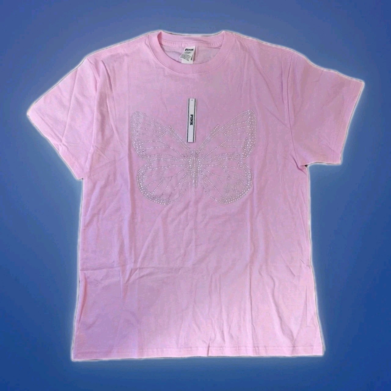 Victoria’s Secret Pink Lollipop Bling Rhinestone Butterflies Tee Shirt XL, S, M