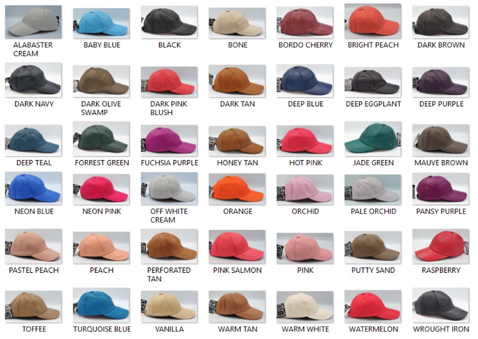New 100% Real Genuine Lambskin Leather Baseball Cap Hat Sports Visor 42 COLORS