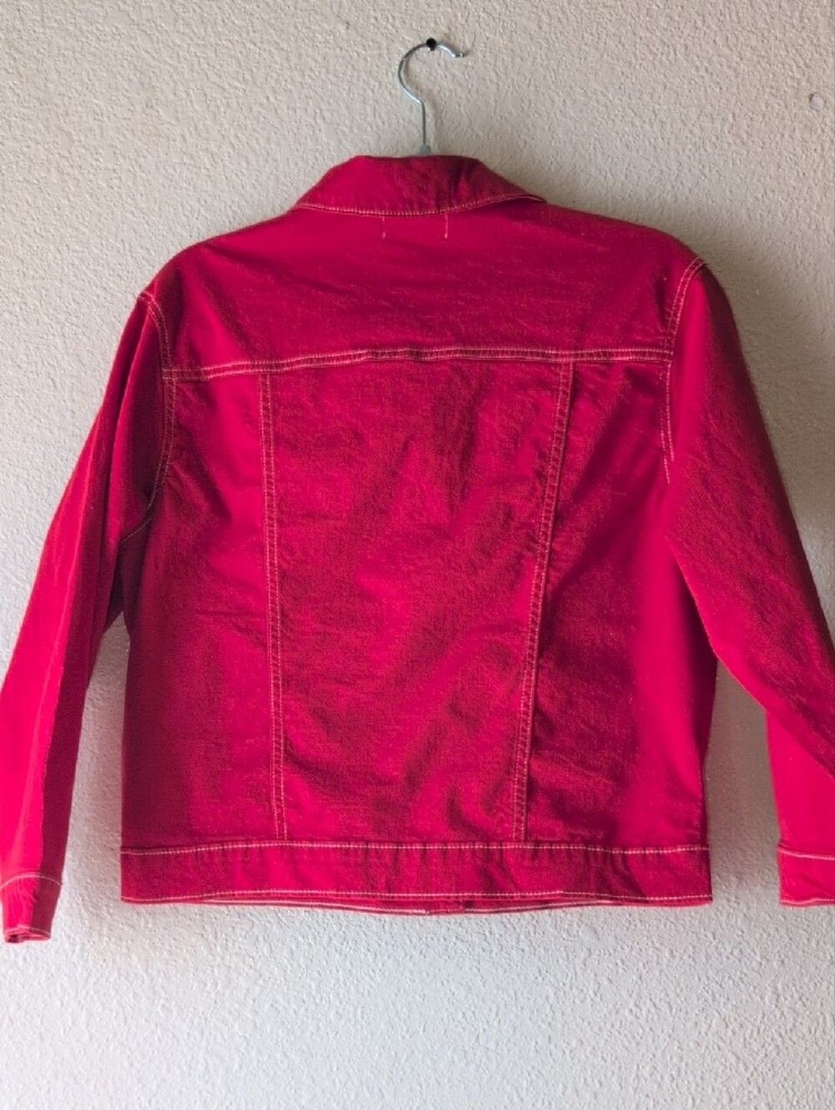 Free Assembly Red Crop Denim Jacket