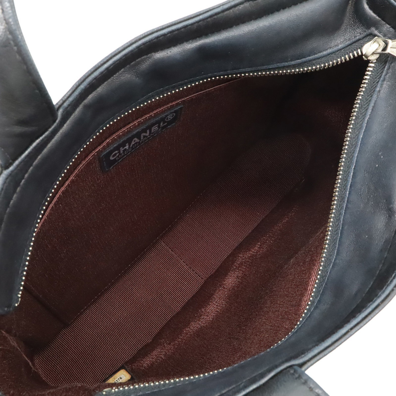 CHANEL Camellia Coco Mark Tote Bag Shoulder Lambskin Leather Black GZl1imbr