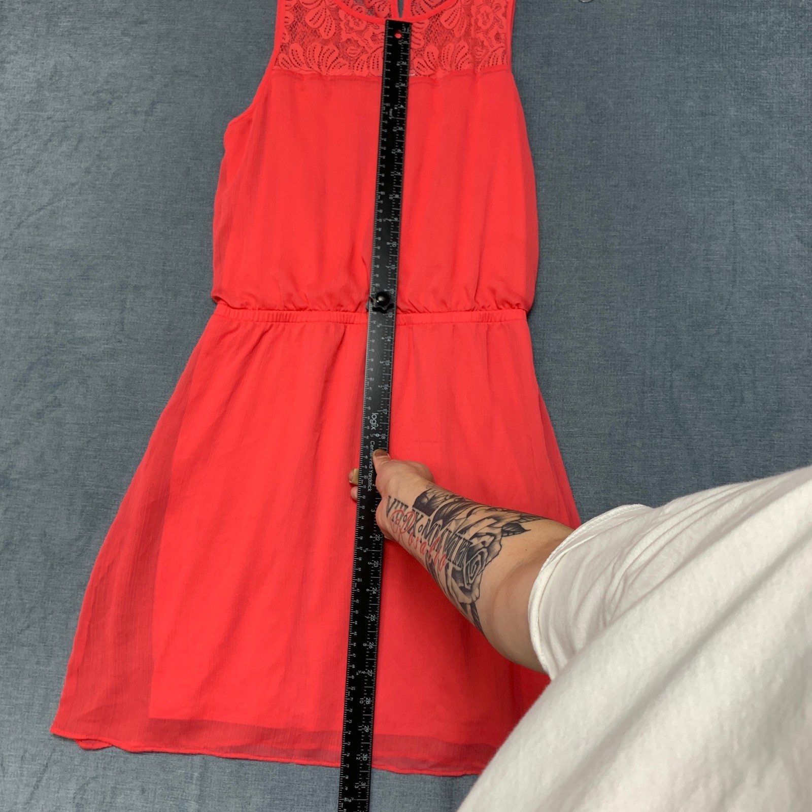 Express A Line Dress Womens Small Red Floral Lace Sleeveless Party Keyhole Back