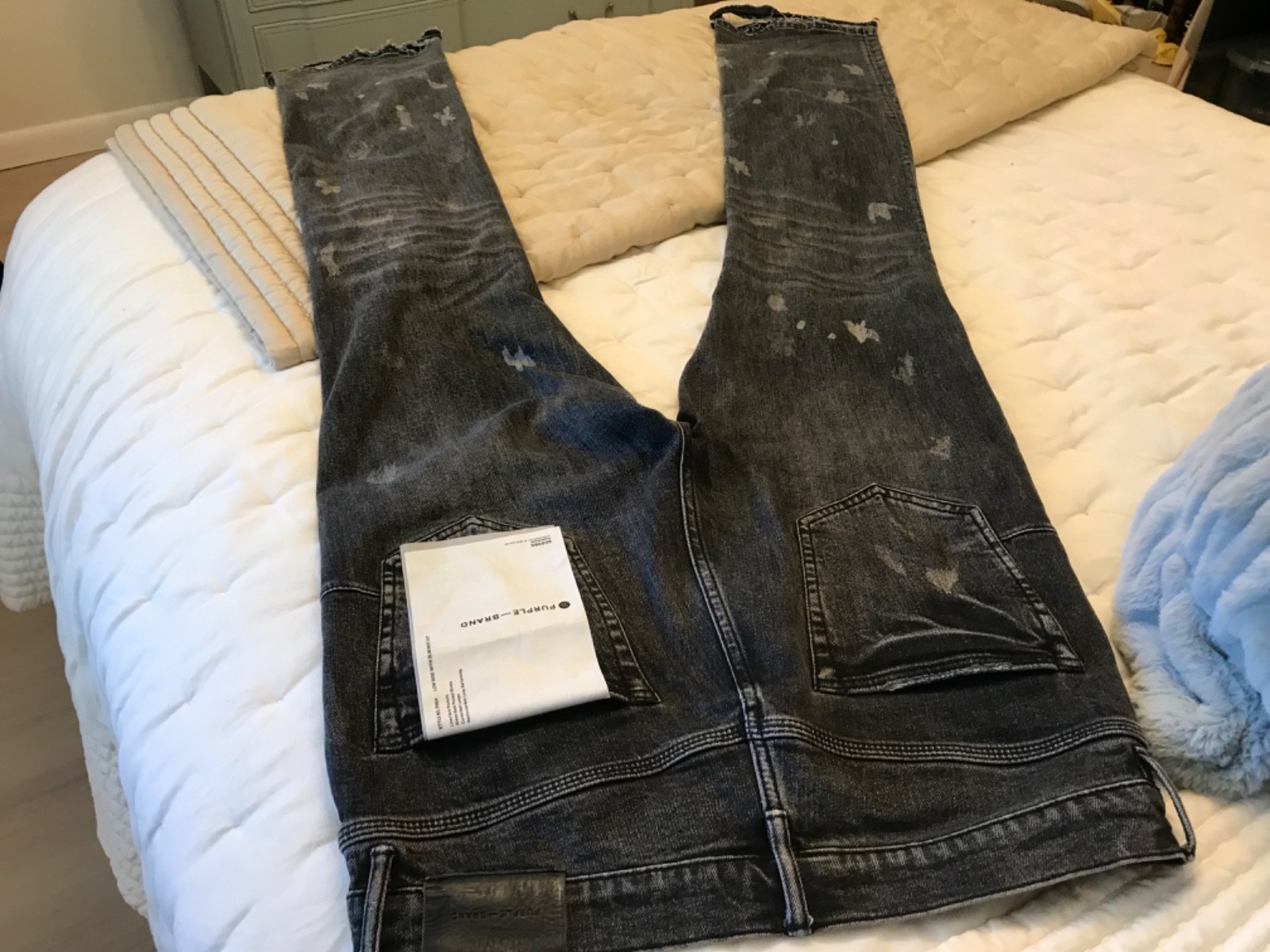 Purple Brand Jeans P004 Boot Cut men’s size 34 Black Distressed Denim nice clean