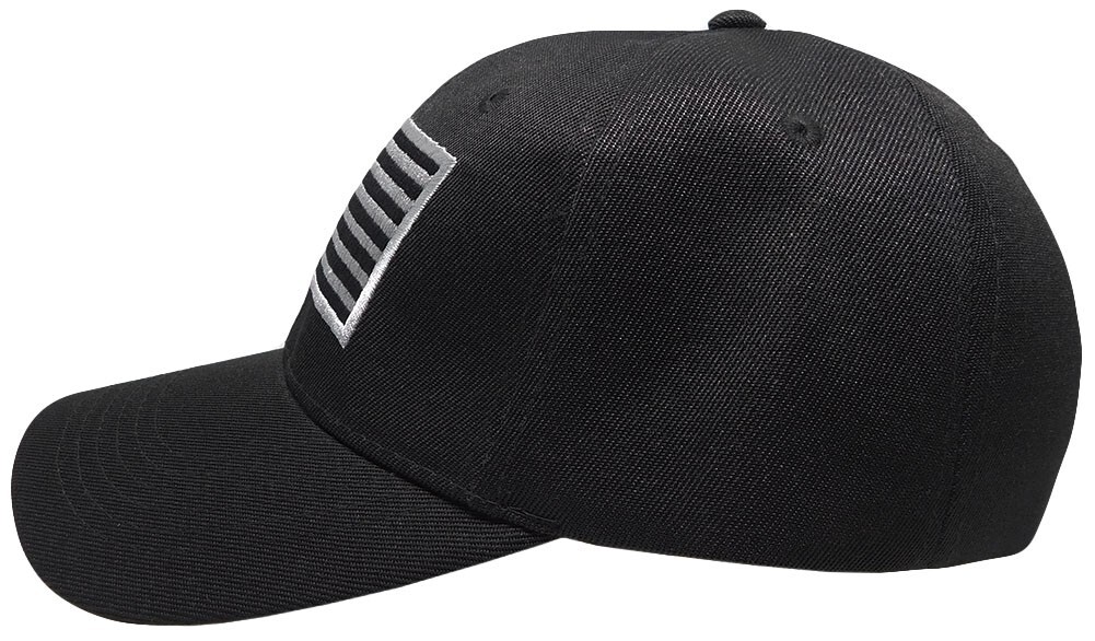 USA American Lt Grey & Black Patch Black Acrylic Adjustable Embroidered Hat Cap