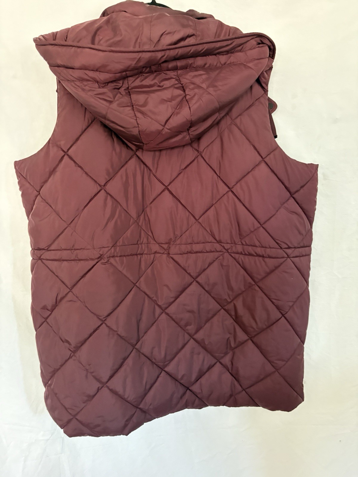 Weatherproof warm 3X Burgundy Quilted Hooded Lined Vest Zip snap side vents