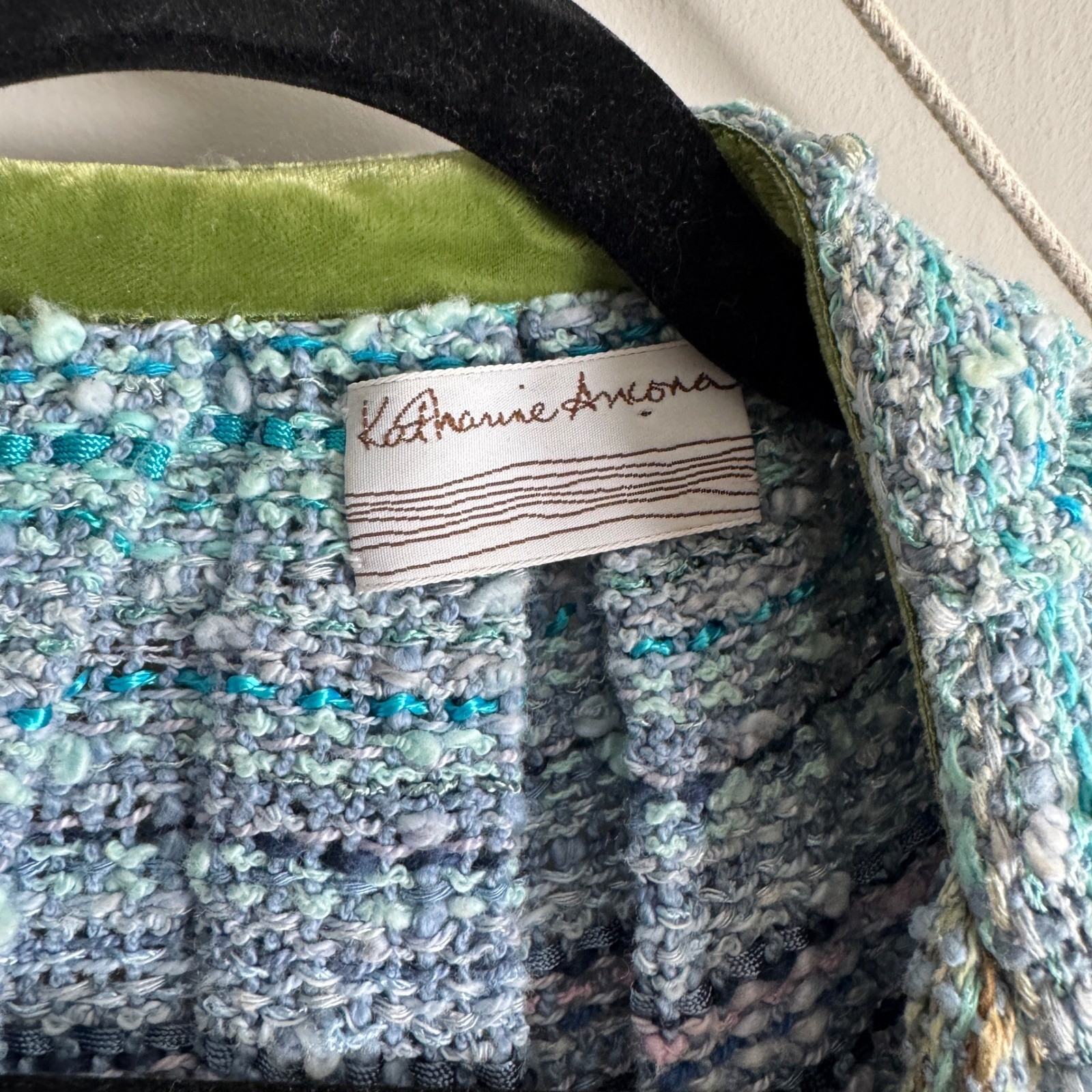 Katherine Ancona HandWoven Cocoon Cardigan Purple Blue Ombre Boho Artisan Kimono