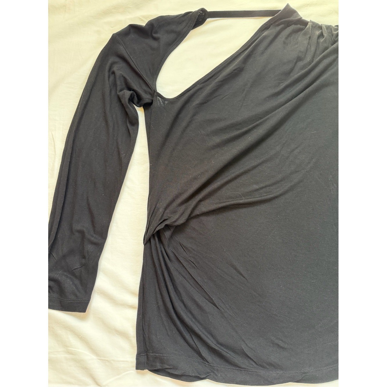 Helmut Lang Asymmetric Long Sleeve Jersey Top Black Size L