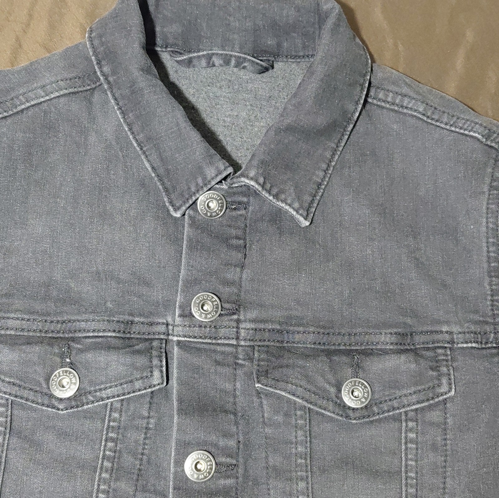 Y2k Goodfellow & Co Black Jean Button Down Vest with Cutoff Sleeves Men’s Sz Sm