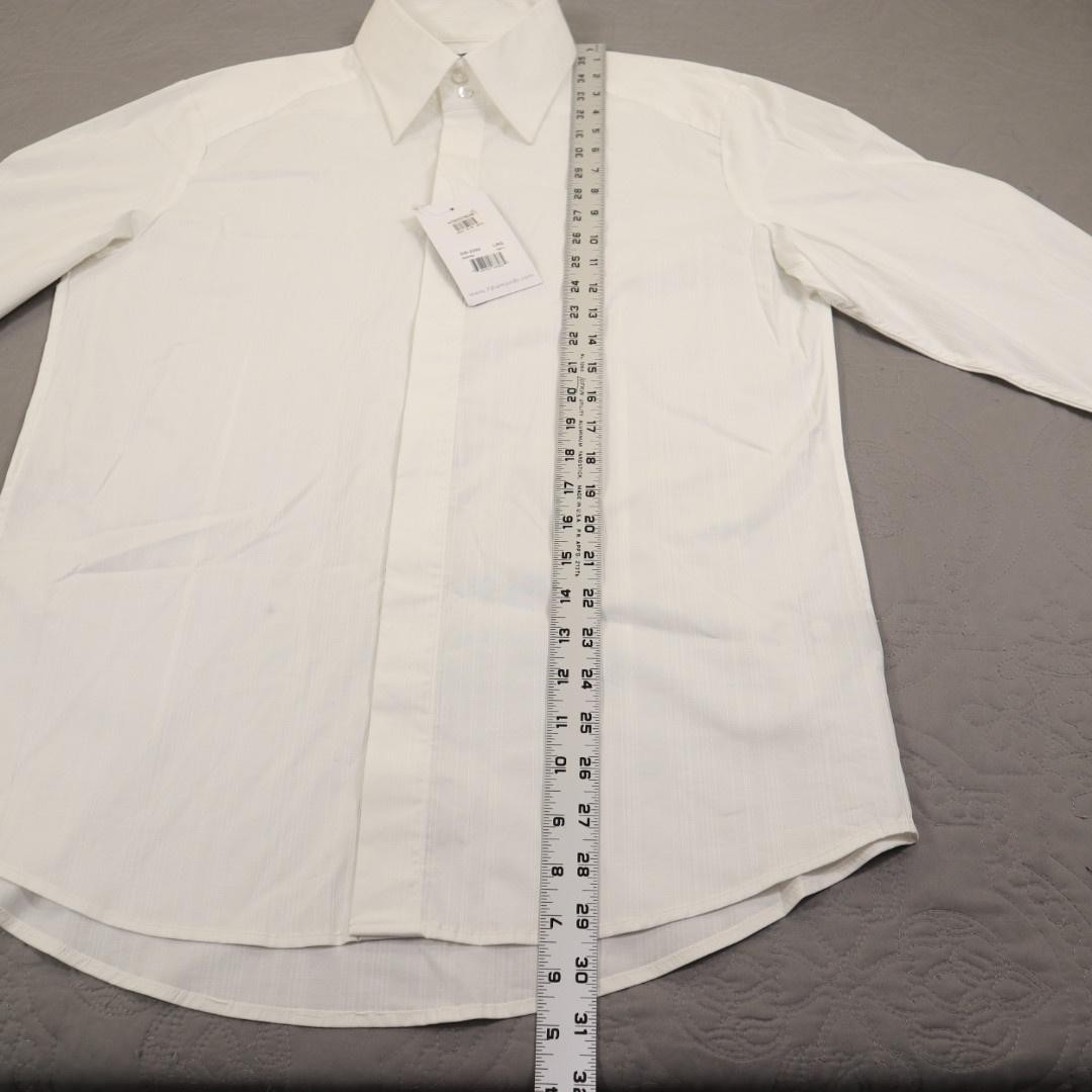 New 7 Diamonds Satellite Dress Shirt Men Large White Stripe Stretch Cotton Woven