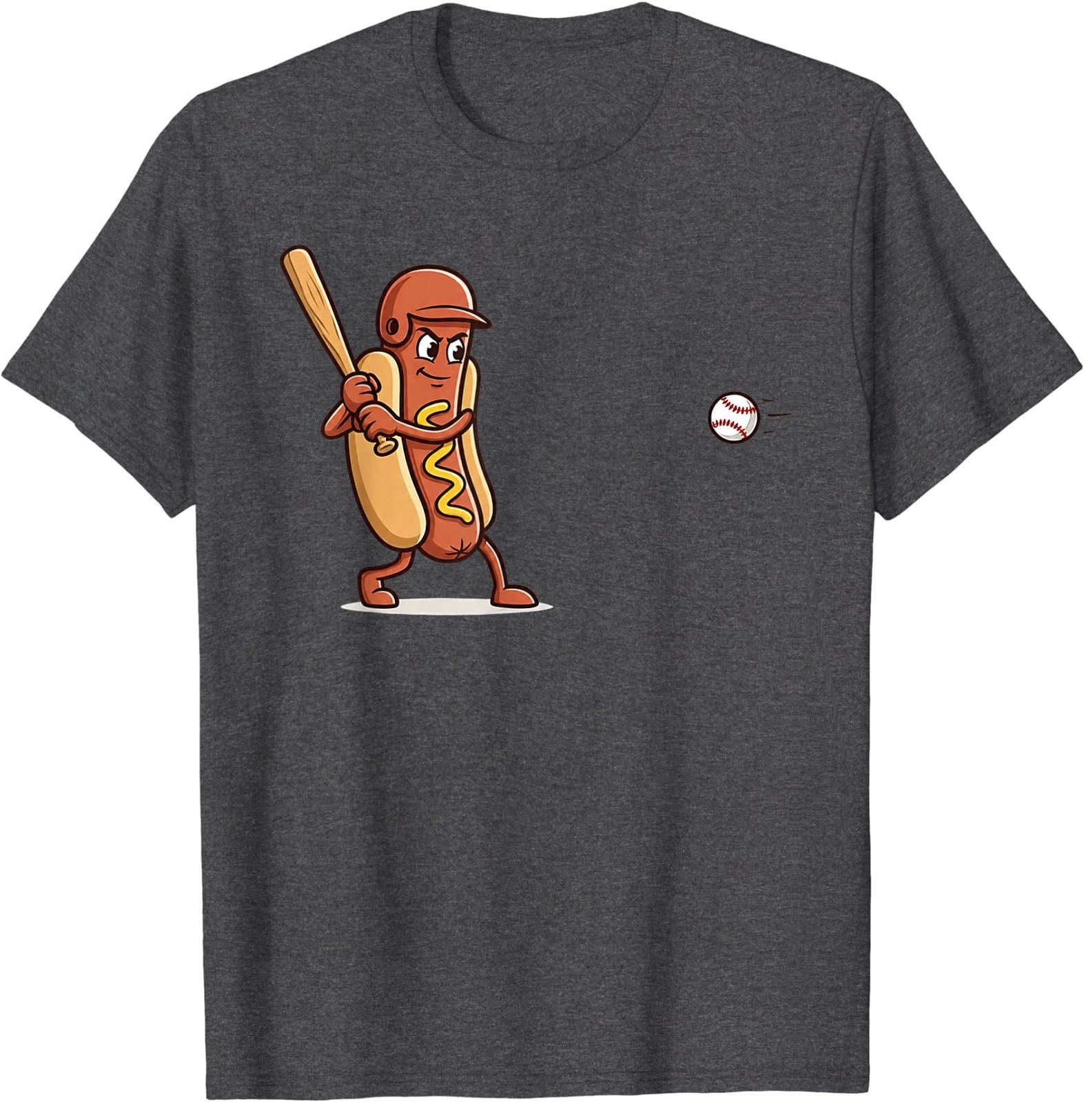 Dingers and Dogs Funny Hotdog Baseball Player Cartoon Sports T-Shirt