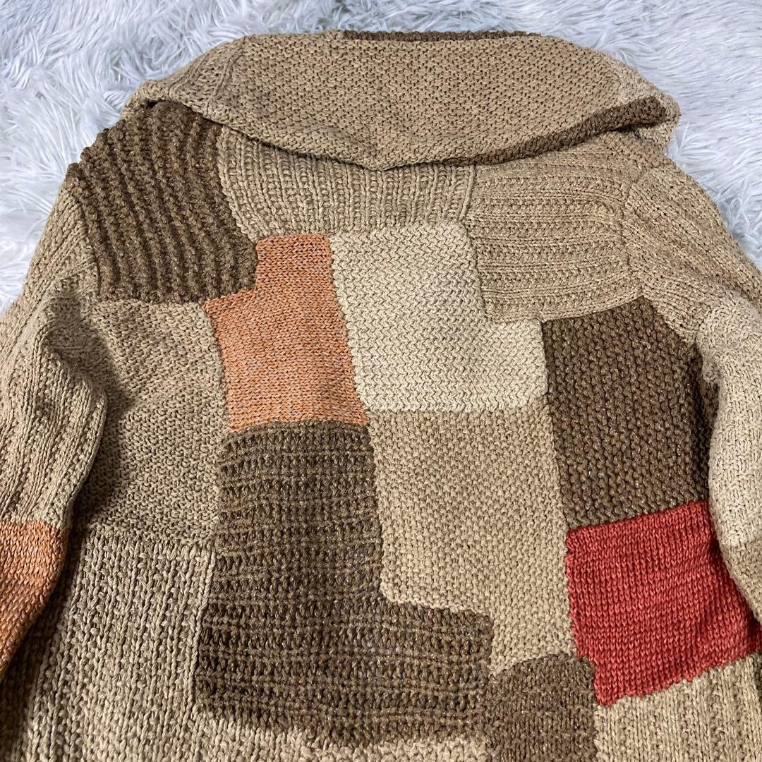 RALPH LAUREN Silk Patchwork Long Cardigan Size L Shoulder 50cm 19.7in Luxury