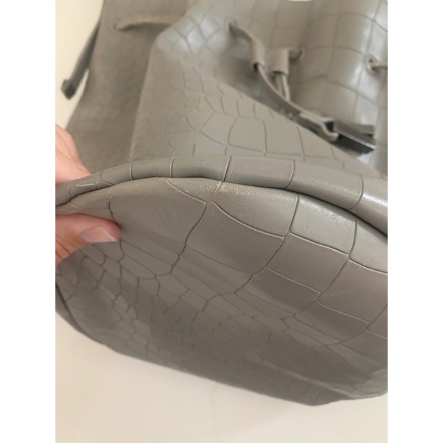Halston Heritage Grey Croc Embossed Leather Bucket Bag CC220005X3 NWT
