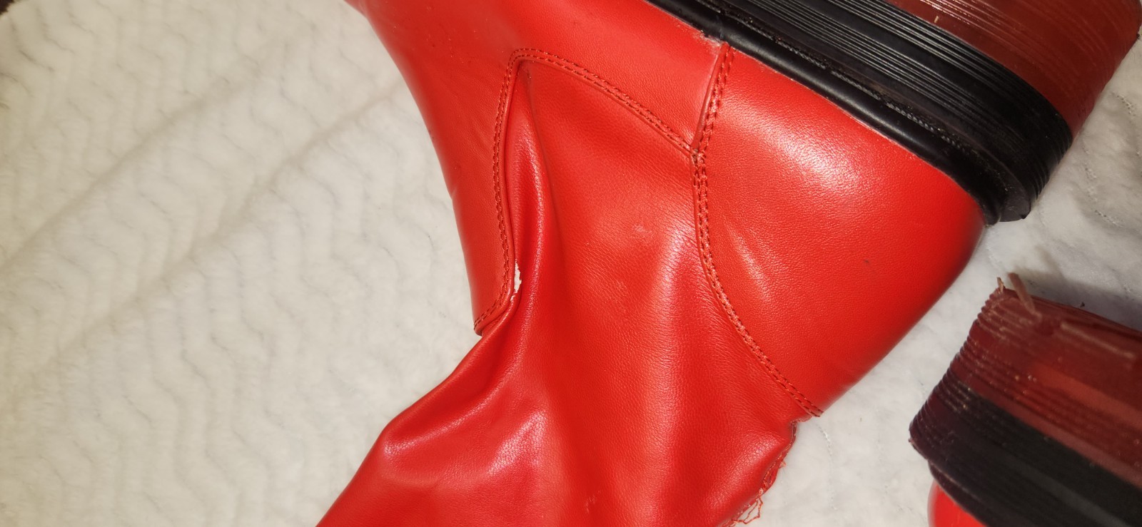 AZALEA WANG Red Over-the-Knee Platform Boots Zip Wide Calf Lug Sole 9