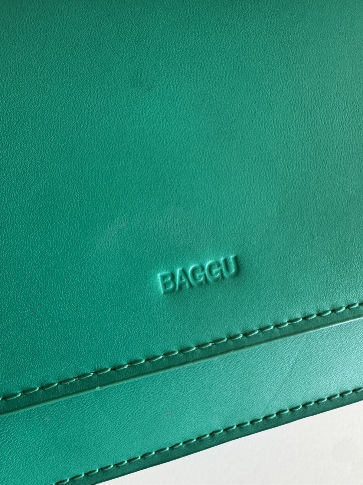 Rare Baggu Leather Crossbody “Small Block Purse” in Jade with Adjustable Strap
