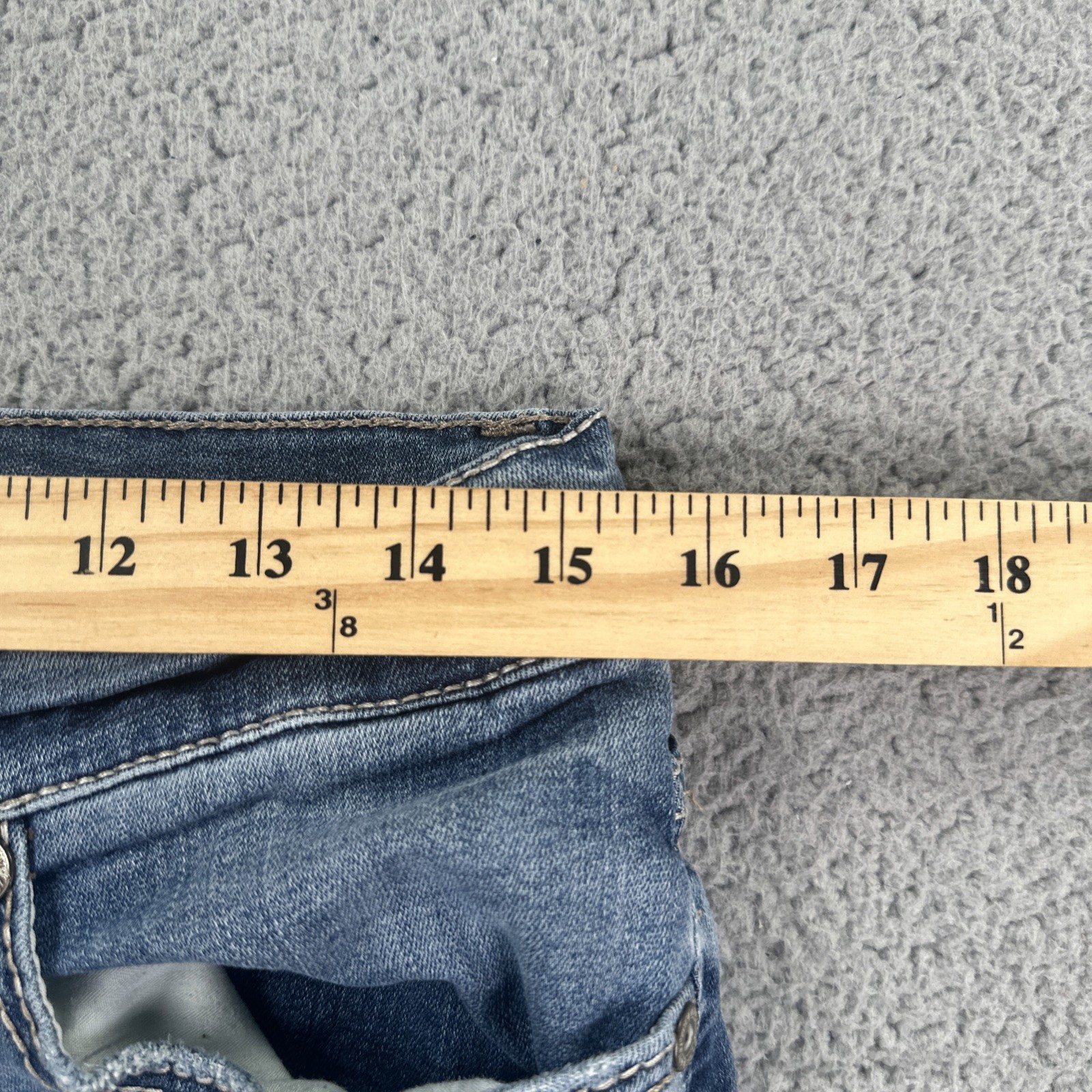 BKE Buckle Alec Slim Straight Jeans Men 32×32 Blue Stretch Whiskered Distressed