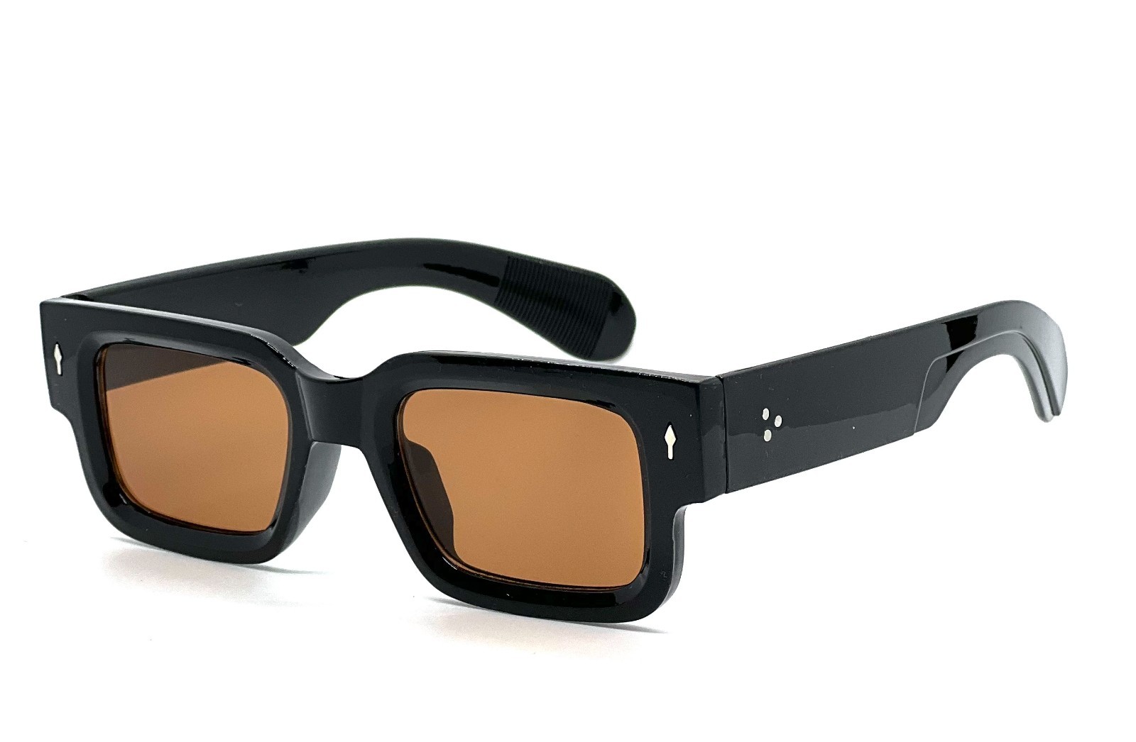 Black Thick Square Frame Chunky Yellow Tinted Lens Sunglasses Street Outdoor New