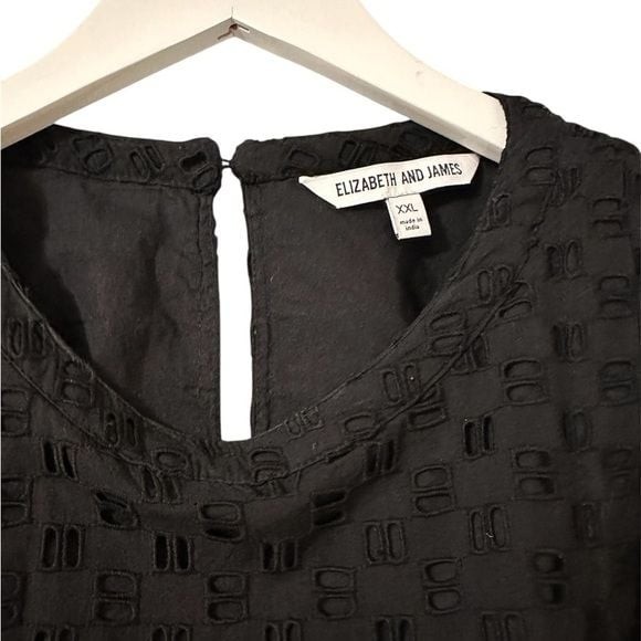 ELIZABETH & JAMES BLACK CROCHET*BUBBLE SLEEVE* BLOUSE TOP