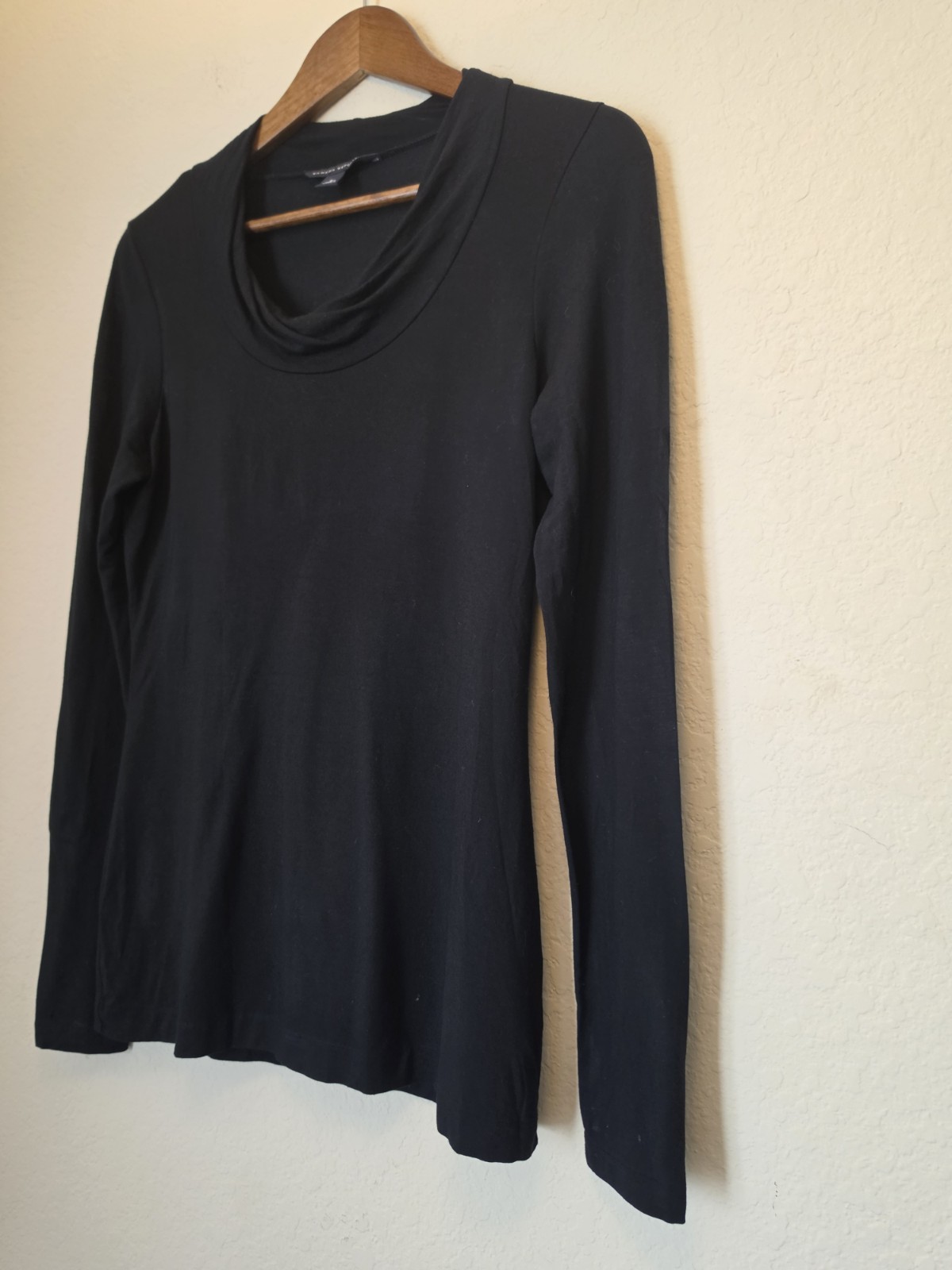 Banana Republic Drape Neck Top Womens Size Small Black Minimalist Corporate Chic