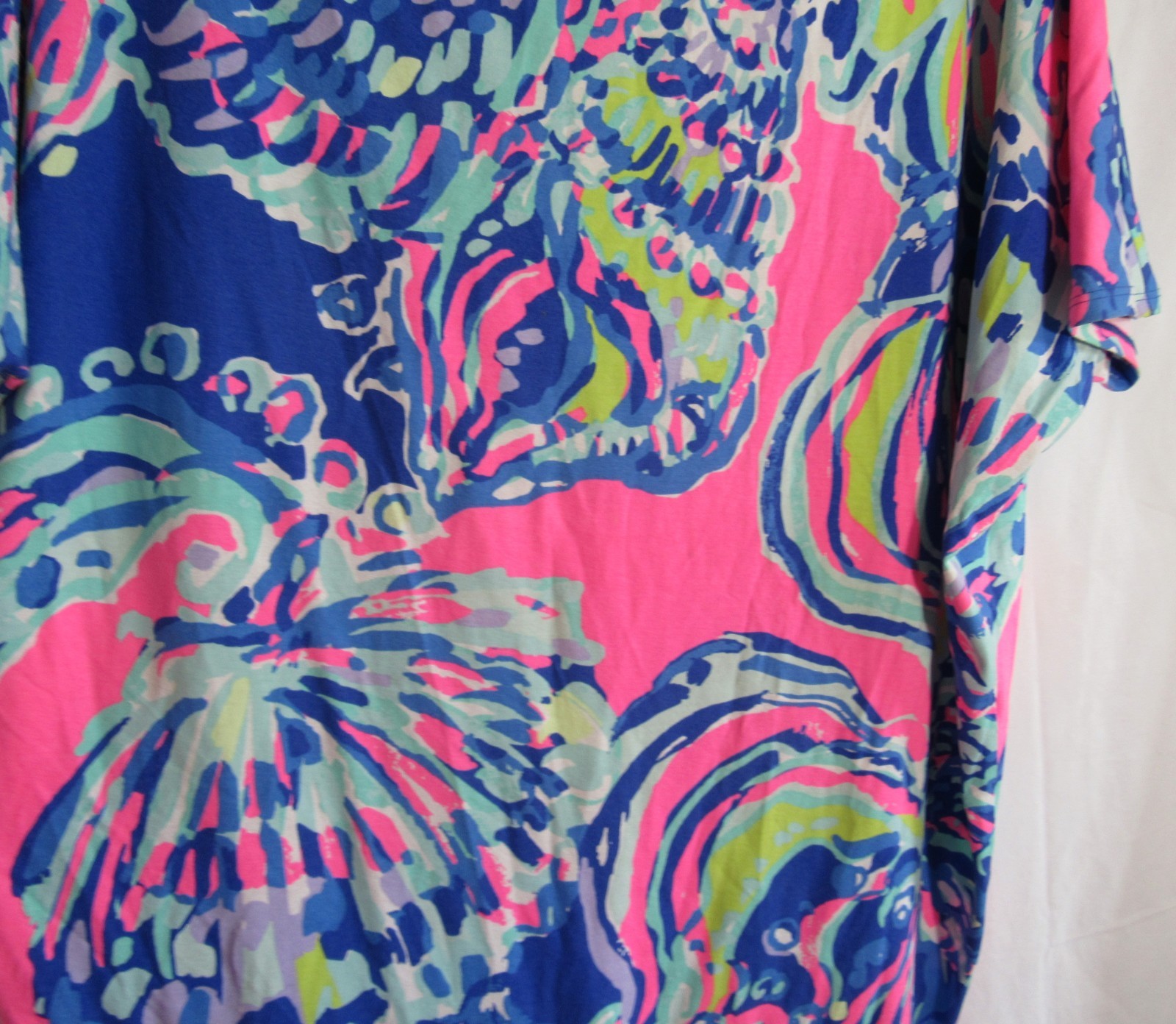 Lilly Pulitzer Blue Shell Coastal Retreat Lowe Dolman Sleeve Dress Size S EUC