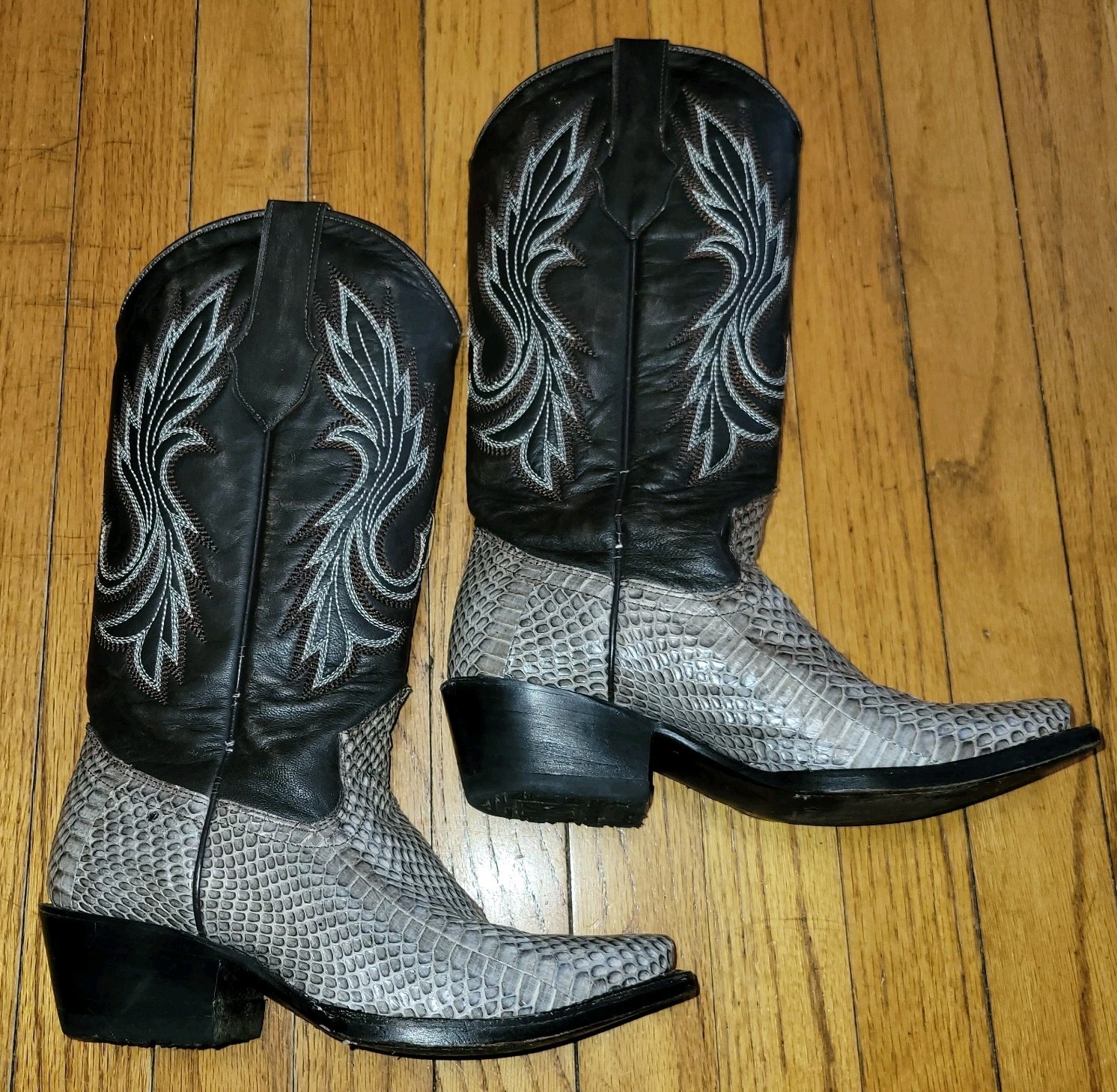 King Exotic NATURAL Genuine Cobra SnakeWestern Boot Pointed US M6 W7.5 Cowboy
