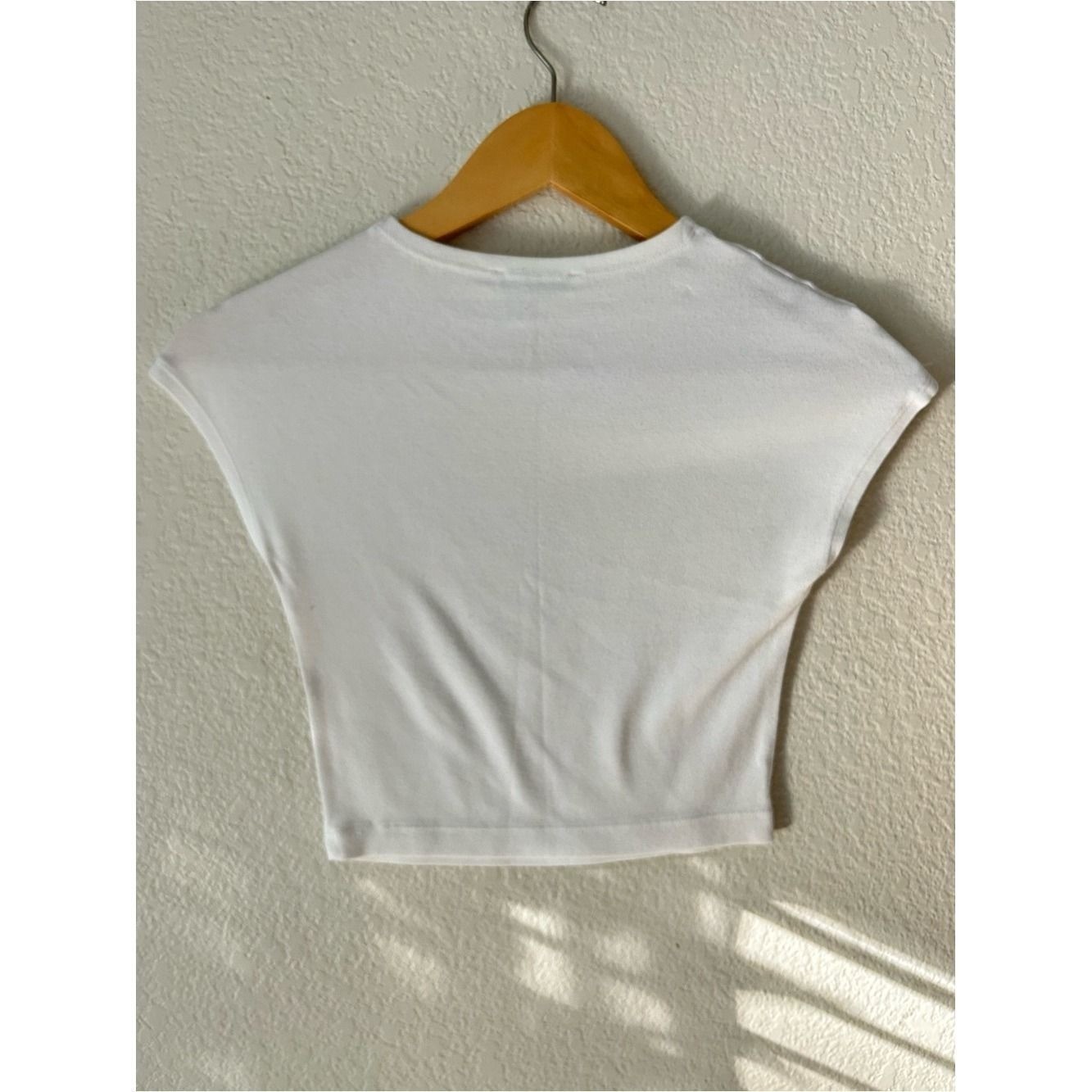 Zara Cream Short Sleeve Boxy Crop Top