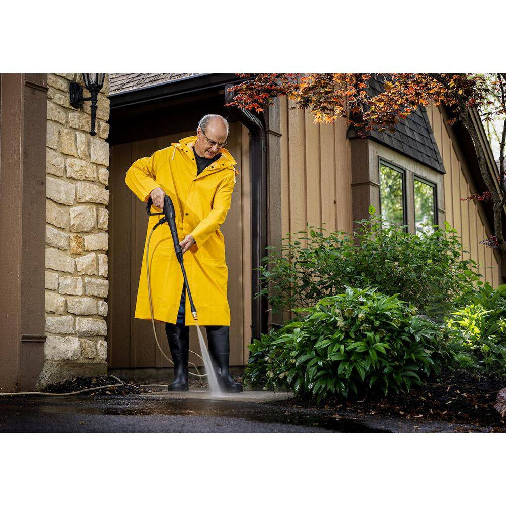 Medium Yellow PVC Polyester 2-Piece Rain Coat with Detachable Hood