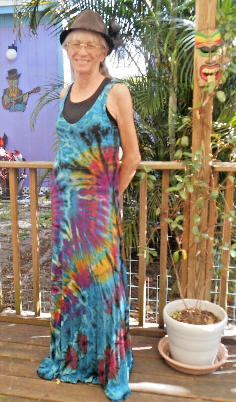 JAYLI NEPAL Long Dress MUDMEE TIE DYE SCOOP NECK Pair w Tank / Camisole HANDMADE