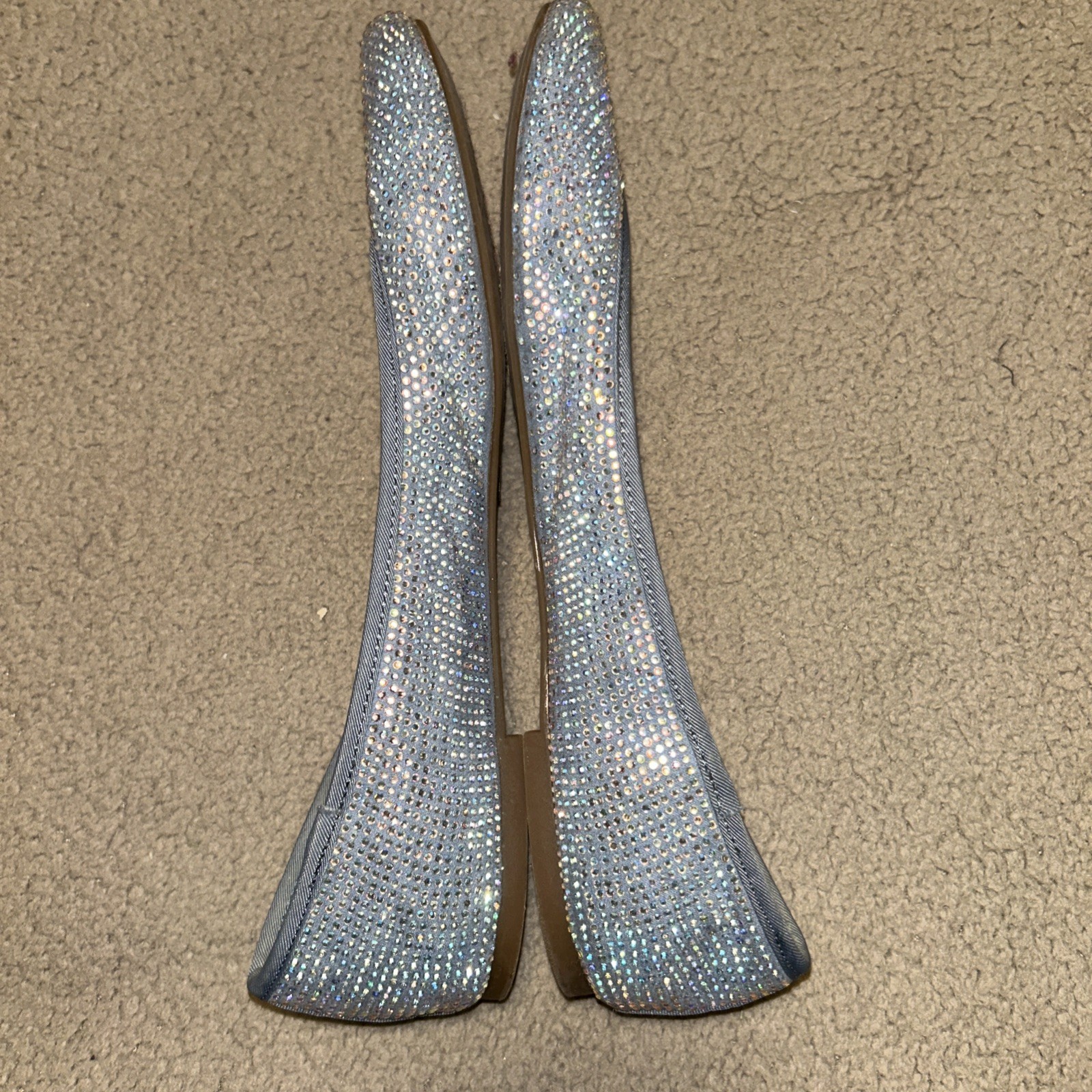 GIANNI BINI Blue Sequin Rhinestone Slip On Ballet Flats Shoes Size 9.5