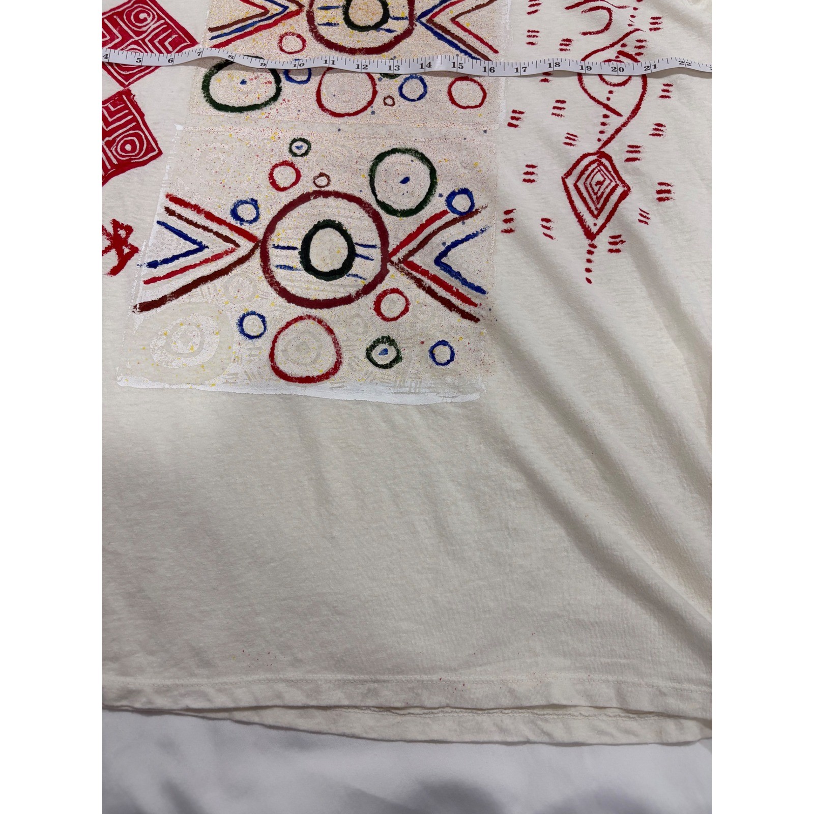 Onno Men’s Hemp Cotton Printed Graphic Tee Cream XXL Geometric Aztec Southwest