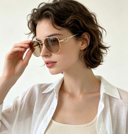 Men Women Gold Aviator Sunglasses Prada PRA50S Fashion Shades 59-17-140