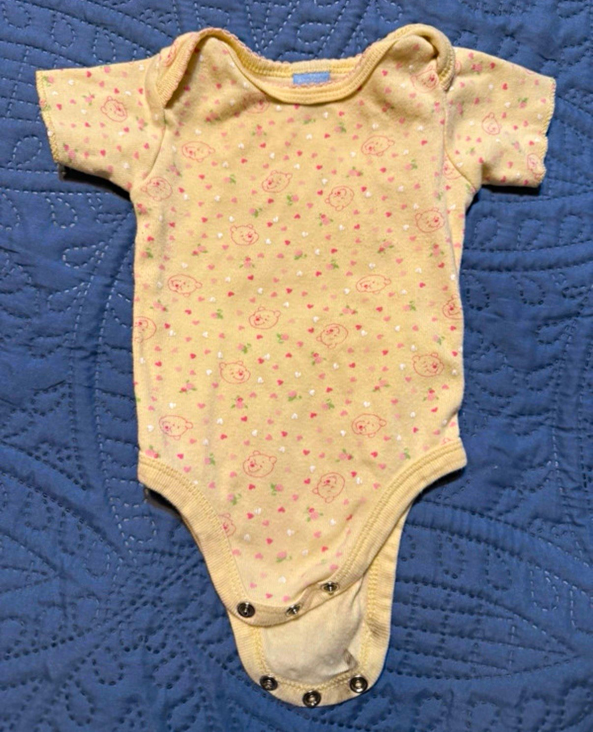 Wonderful world of Disney Pooh Girls 0-3M Yellow Cotton Knit bodysuit vintage