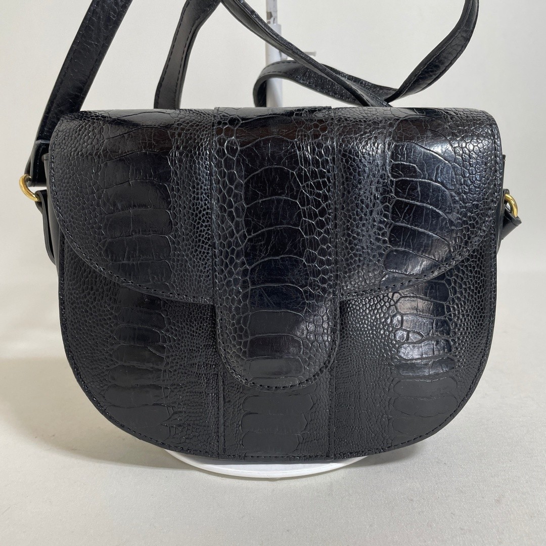 Yves Saint Laurent Shoulder bag Black lizard embossed Size: W:5.5 × H:5.1 in.