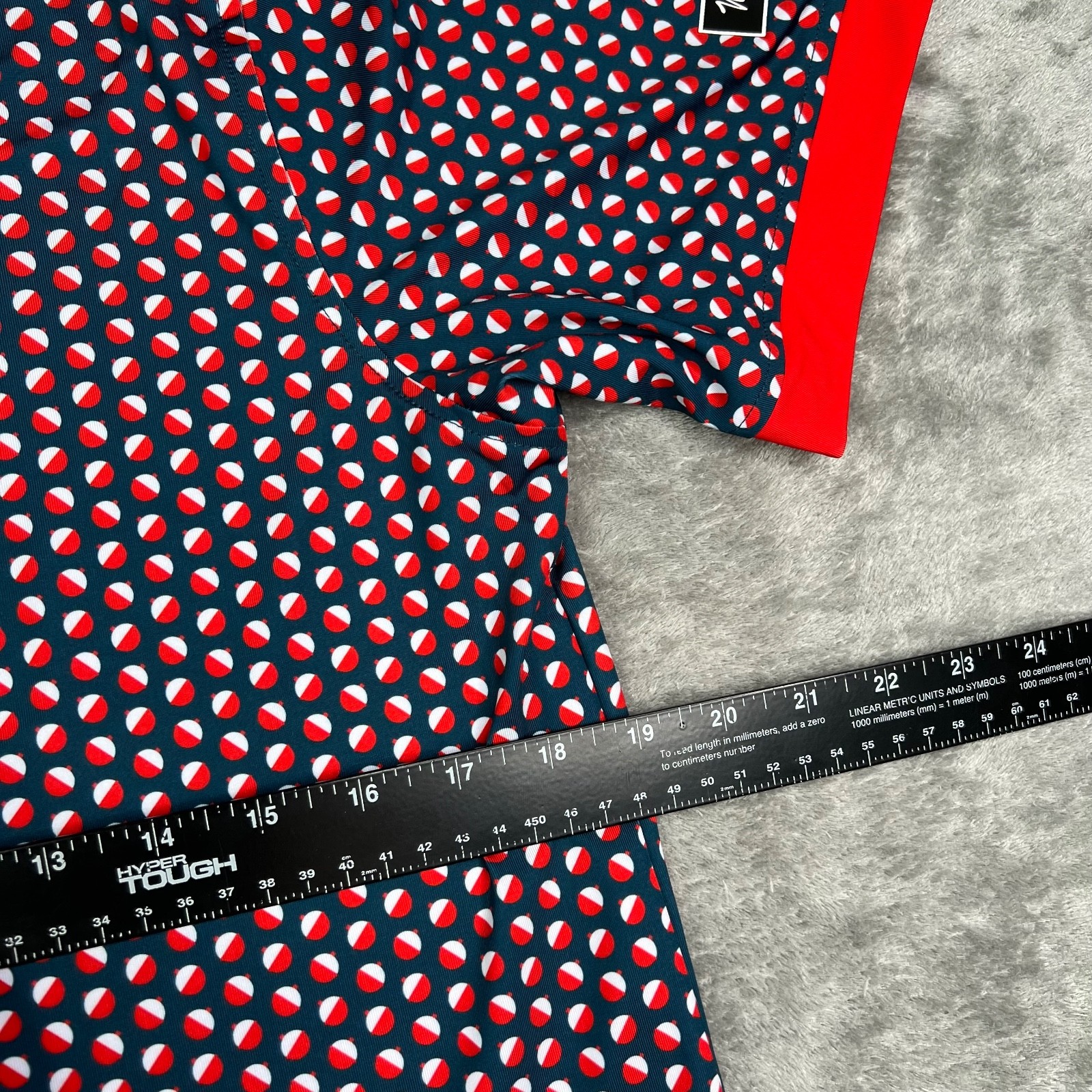 Waggle Polo Shirt Mens Medium Bobby Fishing Print Golf Performance Stretch New