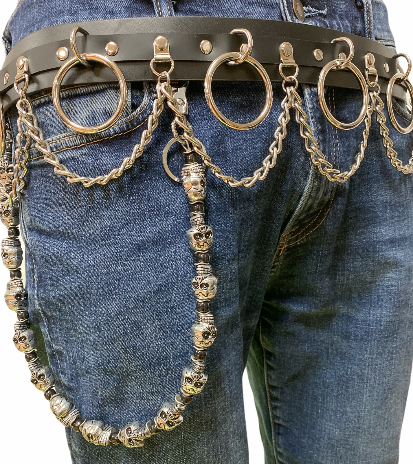 Bondage Belt Steel Chain Real Leather Punk Death Thrash Metal Goth Rave Belt