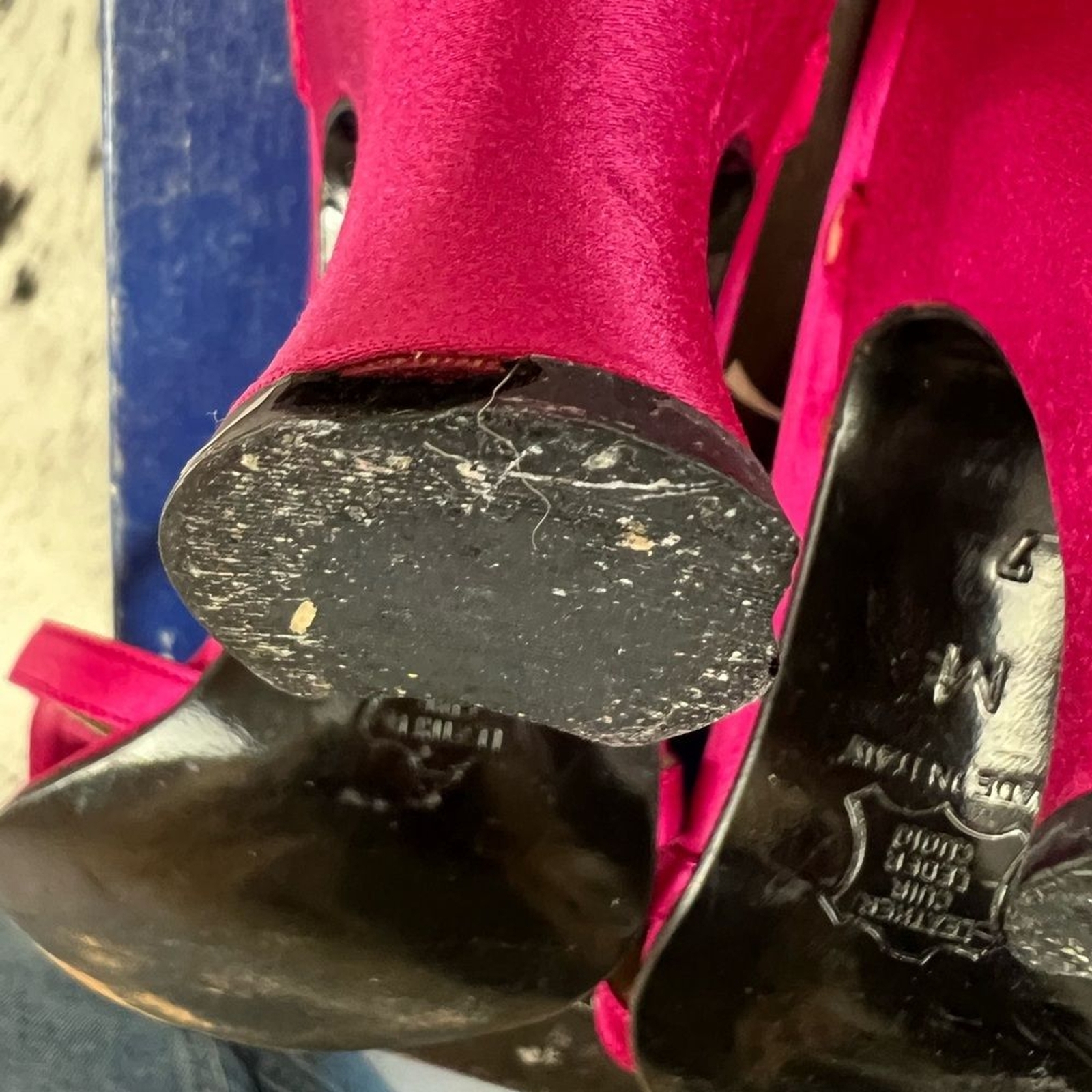 Vintage Yves Saint Laurent Pink Satin Bow Barbie Heels Sz 7