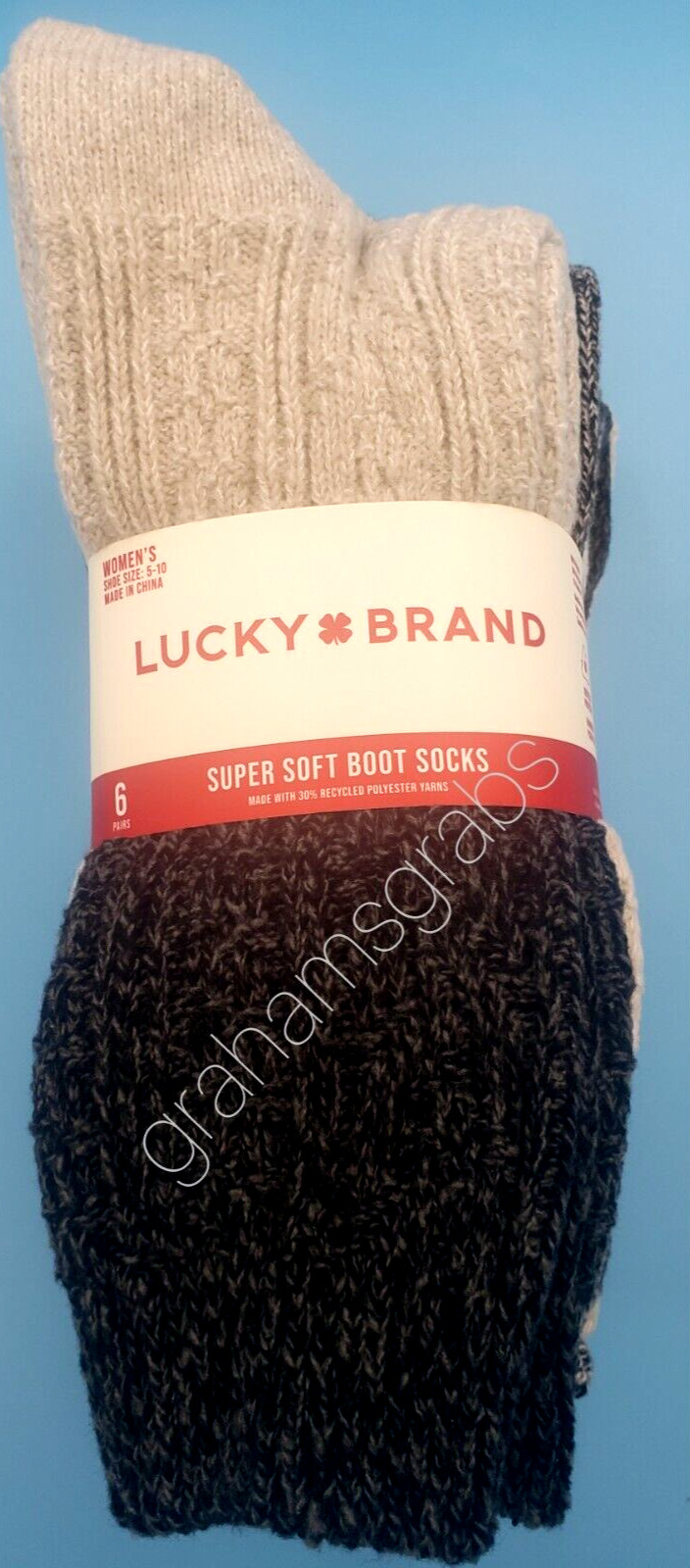 SUPER SOFT WOMENS BOOT CREW SOCKS LUCKY BRAND COZY 6-PACK YOUR CHOICE! SZ 5-10