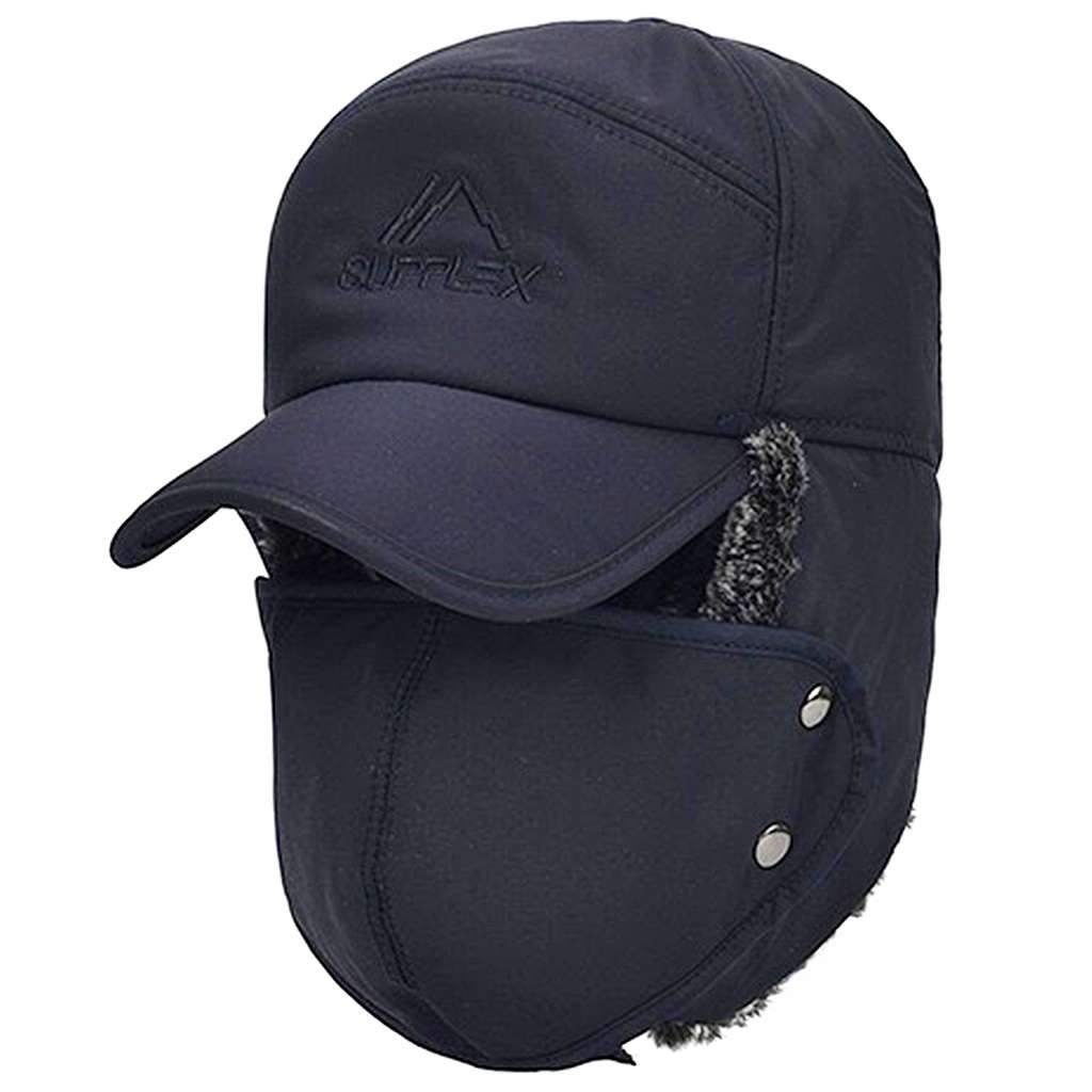 Men Winter Ear Flap Trapper Hat Face Mask Fur Aviator Thermal Warm Snow Ski Cap