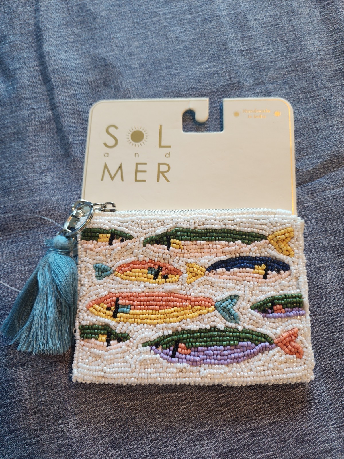 Sardine Beaded Coin Purse Wallet NWT Viral