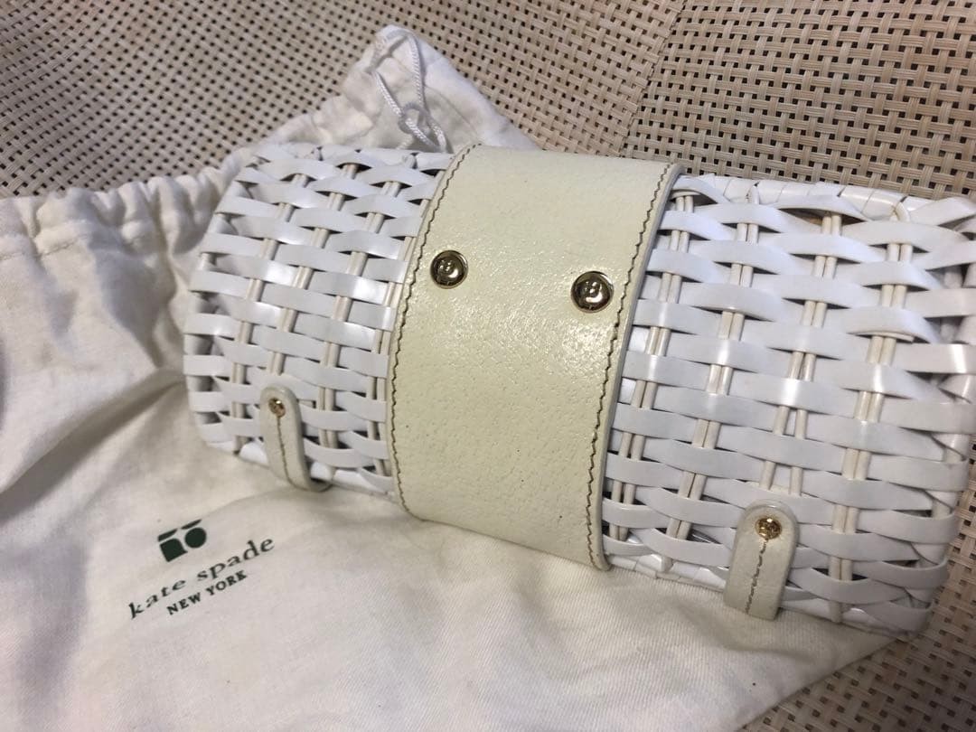 Kate Spade New York Woven White Clutch Bag Shoulder Authentic item from Japan