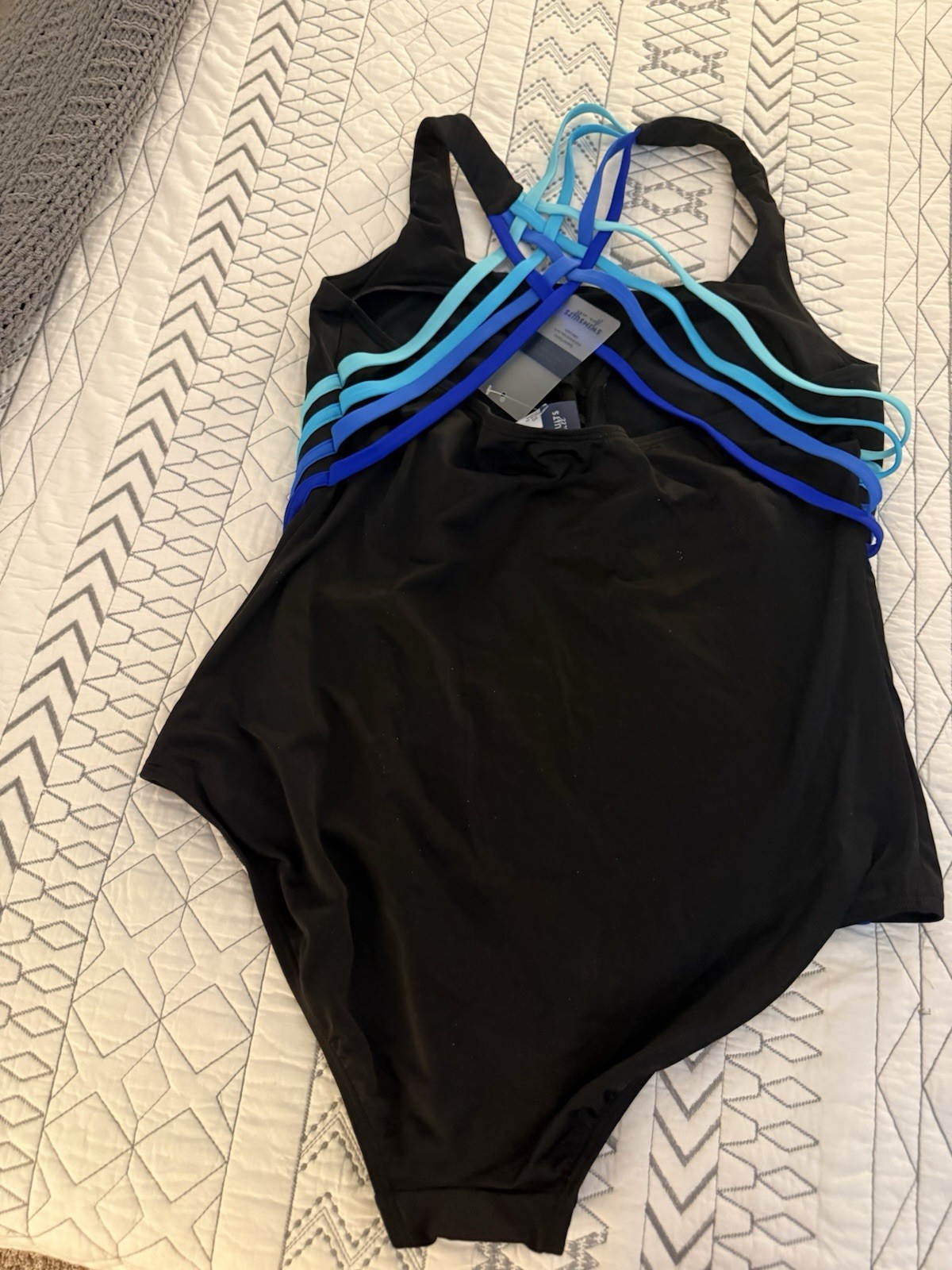 2 Swimsuits For All Women’s Plus Size 20 One Piece Built-In Bra Colorblock