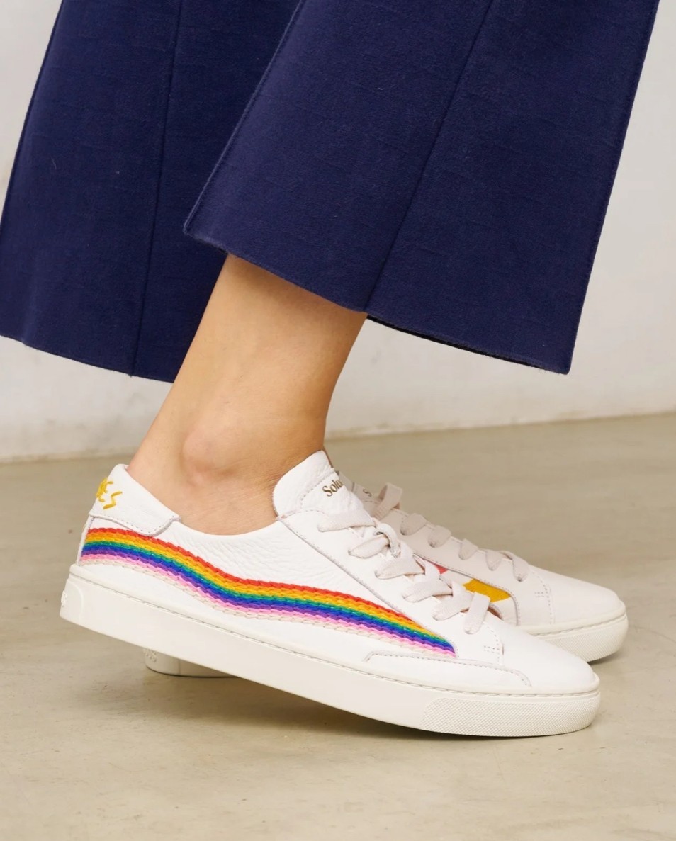 Soludos The Ibiza Classic Sneaker Oasis White/Rainbow Wave-CHOOSE SIZE-BRAND NEW