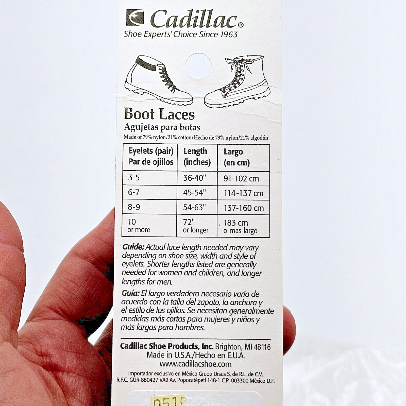 Cadillac 45″ Inches Black Boot Laces 114cm Strings Made In USA